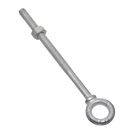 National Hardware Eye Bolt With Shoulder, 1/2", 8 in Shank, 1 in ID, Steel, Galvanized N245-175